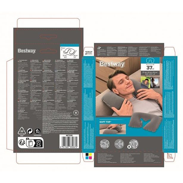 Nafukovací cestovní polštář podkova 37x24x10cm