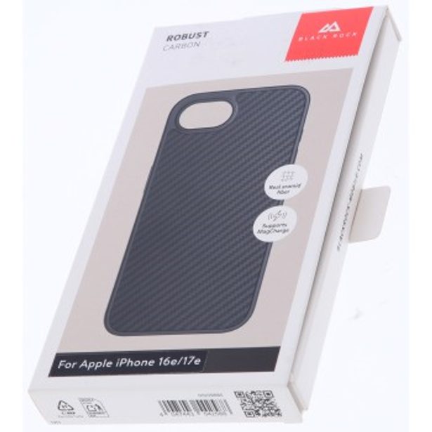 Black Rock Robust Carbon, kryt pro Apple iPhone 16e/17e, karbonový vzhled, černý