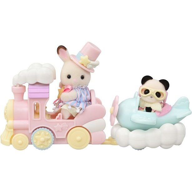 Sylvanian family Letadlo, vláček a baby figurky v zábavném parku