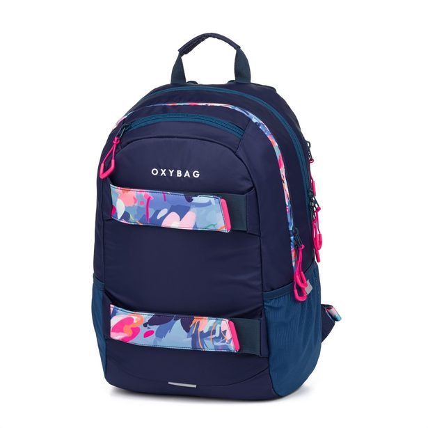Studentský batoh + etue OXY Sport Flowers Blue