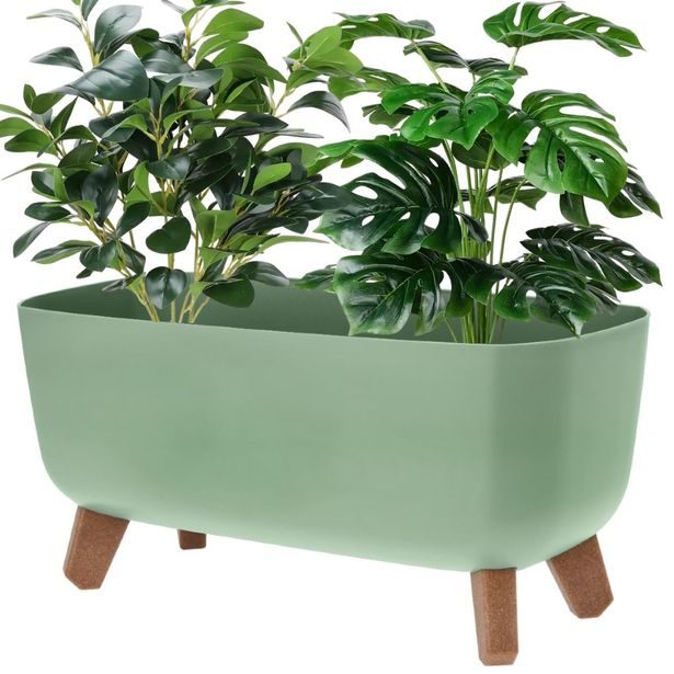 EXCELLENT HOUSEWARE Květináč na nožkách 39x19,5x22 cm zelený KO-Y89300080zele