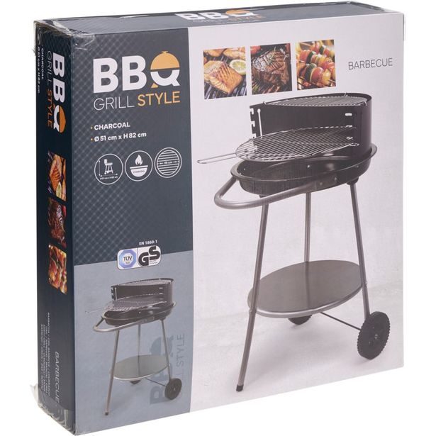 SIAKI HUISHOUD Gril na dřevěné uhlí na kolečkách 51 cm KO-C83000580