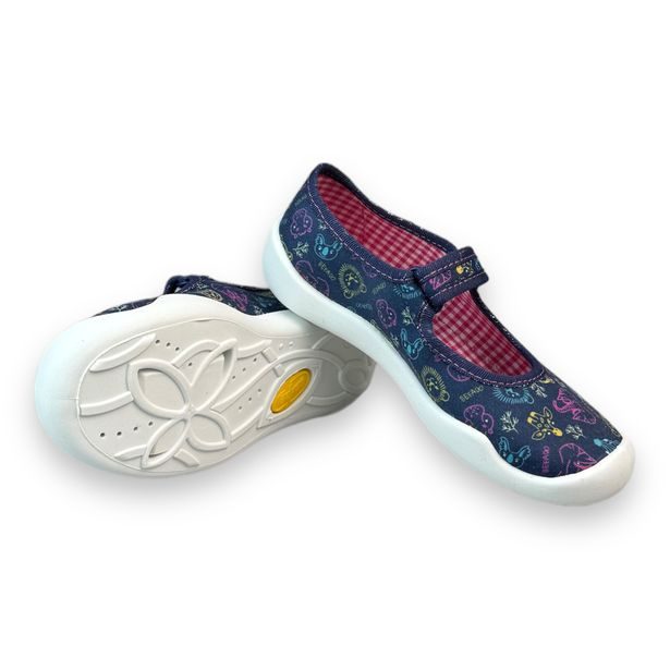 Dívčí balerínky, domácí obuv Befado - modré, ZOO