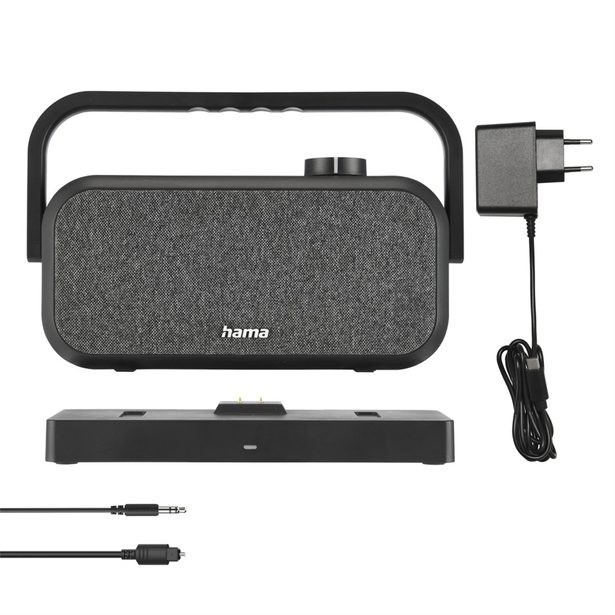 Hama bezdrátový přenosný TV reproduktor, nabíjecí základna s 2,4 GHz vysílačem, Bluetooth