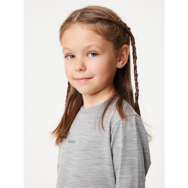 Dětské merino triko s dlouhým rukávem, Šedá