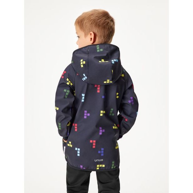 Unuo, Dětská softshellová bunda s fleecem Basic, Černá, Kostičky