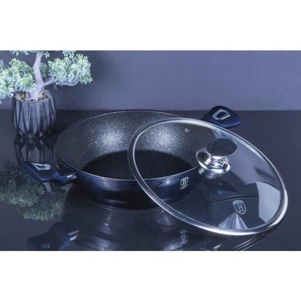 BERLINGERHAUS Pekáč kulatý s mramorovým povrchem a poklicí 28 cm Aquamarine Metallic Line BH-1877