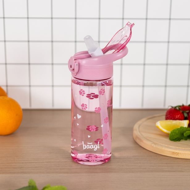 BAAGL Tritanová láhev na pití s brčkem Tlapky 500 ml