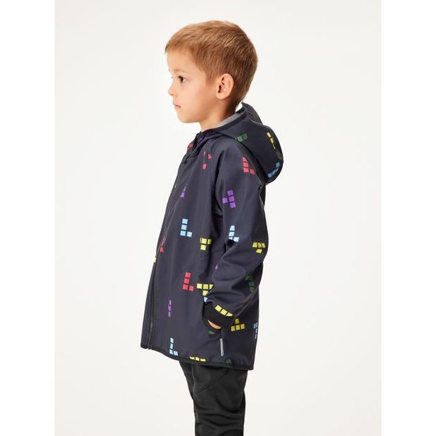 Unuo, Dětská softshellová bunda s fleecem Basic, Černá, Kostičky