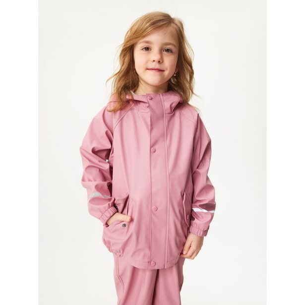 Unuo Dětská nepromokavá bunda s fleecem, Starorůžová