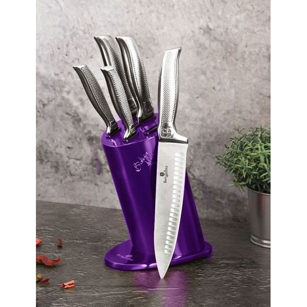BERLINGERHAUS Sada nožů ve stojanu 6 ks Royal Purple Metallic Line Kikoza Collection BH-2269