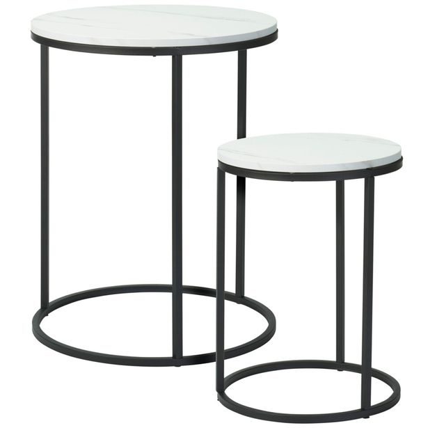 H & S COLLECTION Stolek odkládací kov/MDF bílá/černá KO-MB9000060