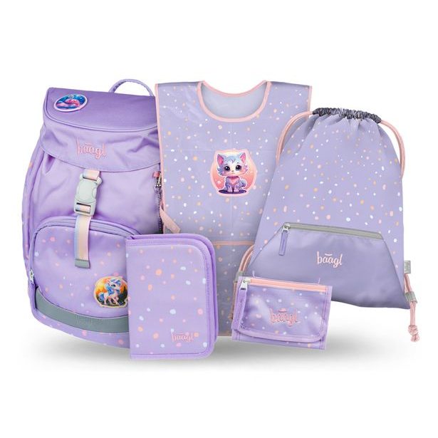 BAAGL SET 5 Airy Mazlíčci: batoh, penál, sáček, zástěra, peněženka