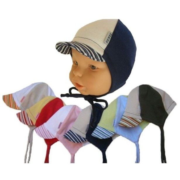 Bavlněná čepice přes uši s kšiltem dvoubarevná Sando; Velikost čepice: č. 43-45, Barva: růžová