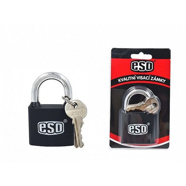 zámek 25mm ESO, černý, 3klíče, visací