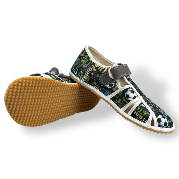 Dětské barefoot bačkory Jonap - Černý fotbal