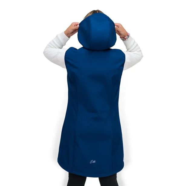 ESITO Dámská dlouhá softshellová vesta Sapphire blue - modrá