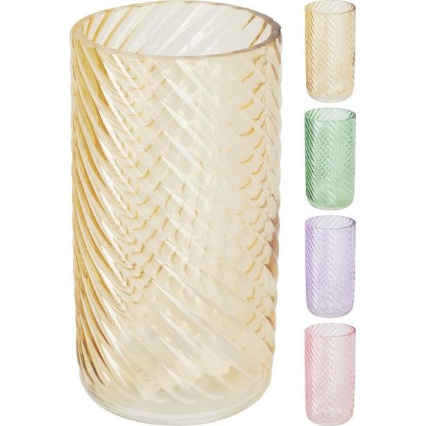 váza d x cm, vroubkovaná, mix barev, sklo