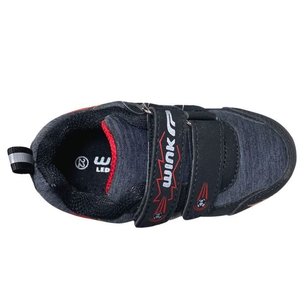 Dětské blikací tenisky WINKECO, FE21592-1, černé s červeným plamenem