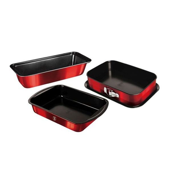 BERLINGERHAUS Sada pečicích forem s titanovým povrchem 3 ks Burgundy Metallic Line BH-7632