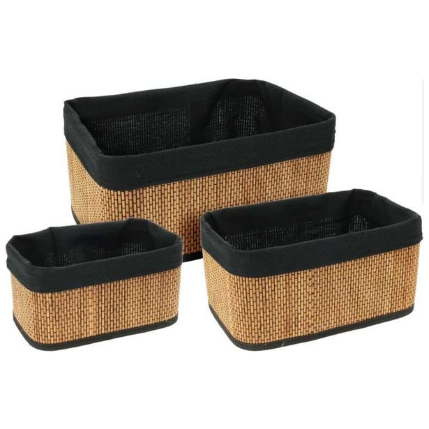 HOMESTYLING Sada košíků 3 ks bambus/len KO-KR9000090