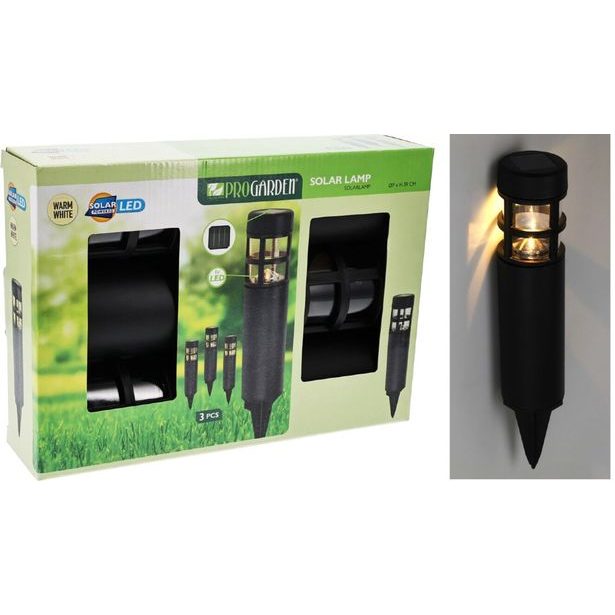 PROGARDEN Zahradní solární lampa se zápichem sada 3 ks černá KO-DX9300830