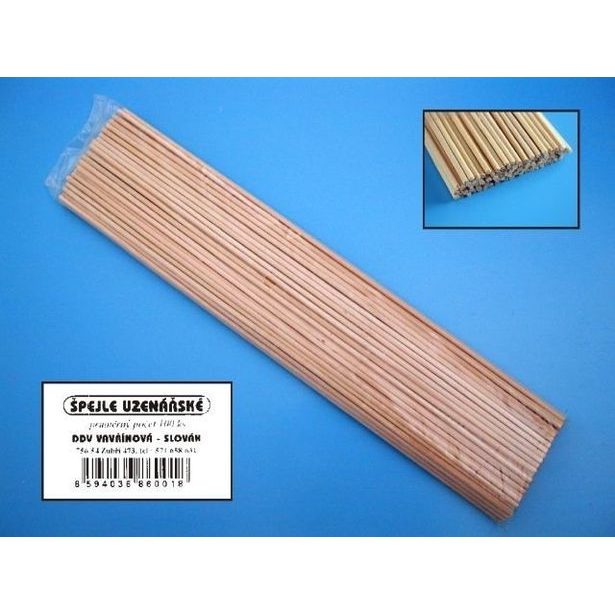 špejle 30cm, d3mm,100ks, uzenář., balené, dřevo