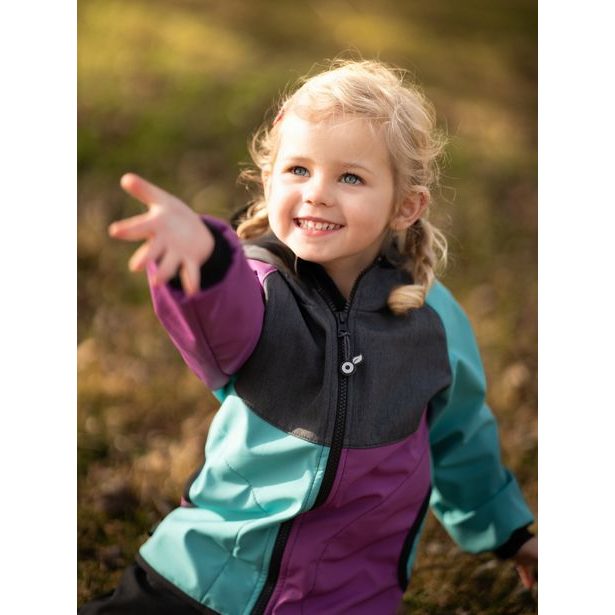 Unuo, Dětská softshellová bunda s fleecem Basic, Multicolor Ostružinová