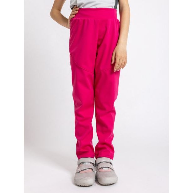 Unuo, Dětské softshellové kalhoty bez zateplení pružné Sporty, Fuchsiová