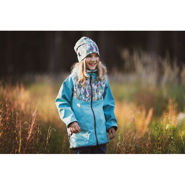Unuo, Dětská softshellová bunda s fleecem, Sv. Smaragdová, Kouzelné stromy