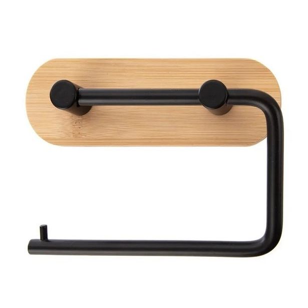 držák WC papíru RADKA 13,5x3,5x10,5cm ČERNÝ, kov/bambus