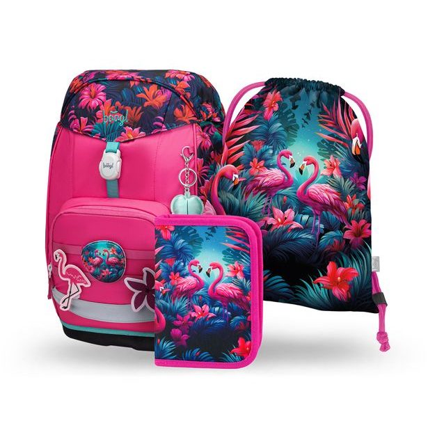 BAAGL SET 3 Airy Plus Plameňáci: batoh, penál, sáček