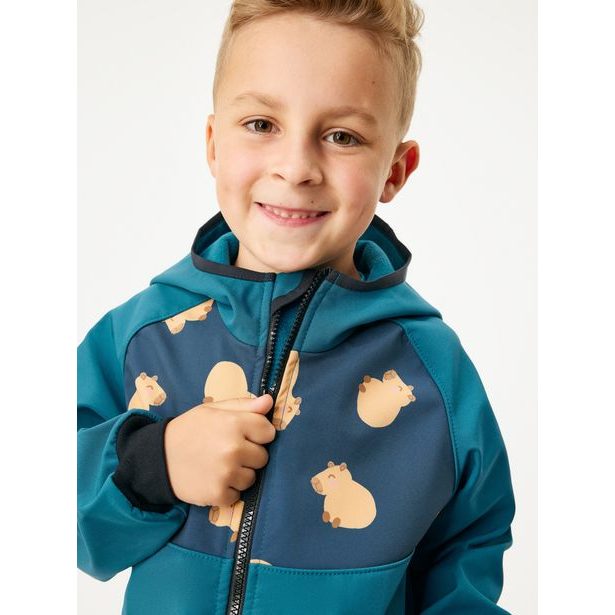 Unuo Dětská softshellová bunda s fleecem Basic, Kobaltová, Kapybary