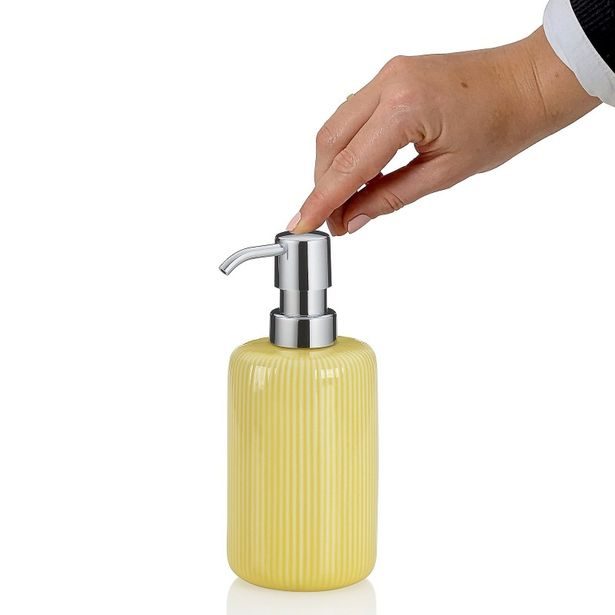 KELA Dávkovač mýdla Ava keramika žlutá 17,5cm 7,5cm 350,0 ml KL-24430