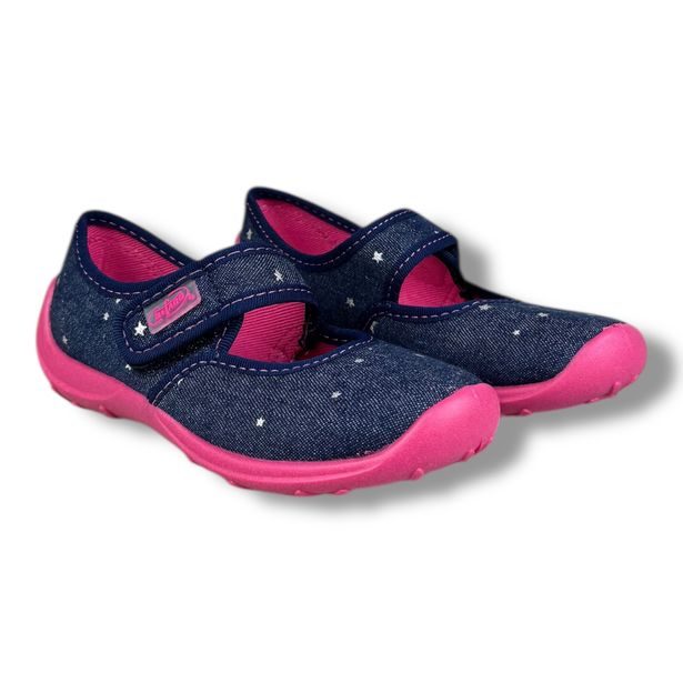 Domácí obuv, baleríny Befado - modré, hvězdy