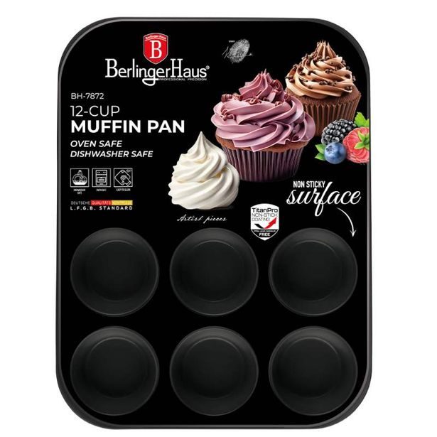 BERLINGERHAUS Forma na muffiny 12 ks s titanovým povrchem Carbon Pro Collection BH-7872