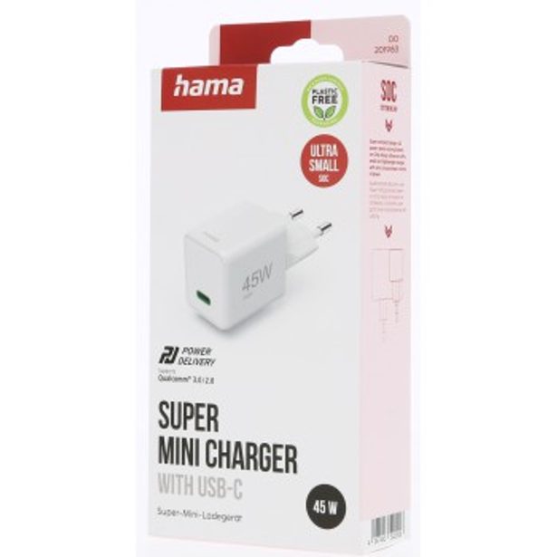 Hama rychlá USB nabíječka, USB-C PD/QC 45 W, super-mini