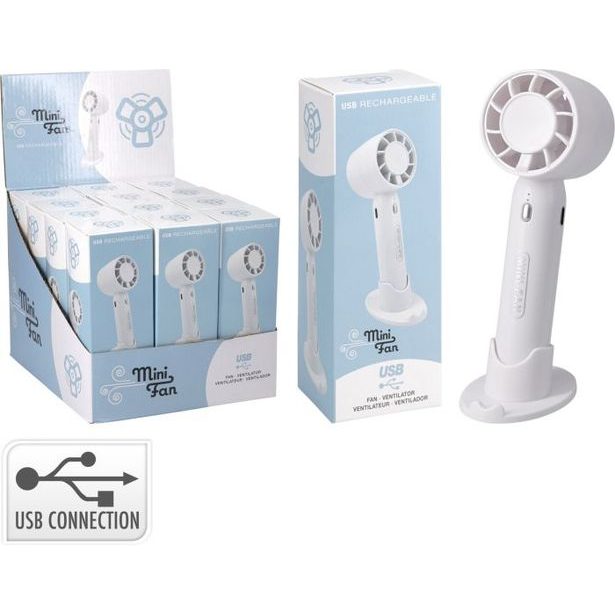 ventilátor ruční, USB, bílý