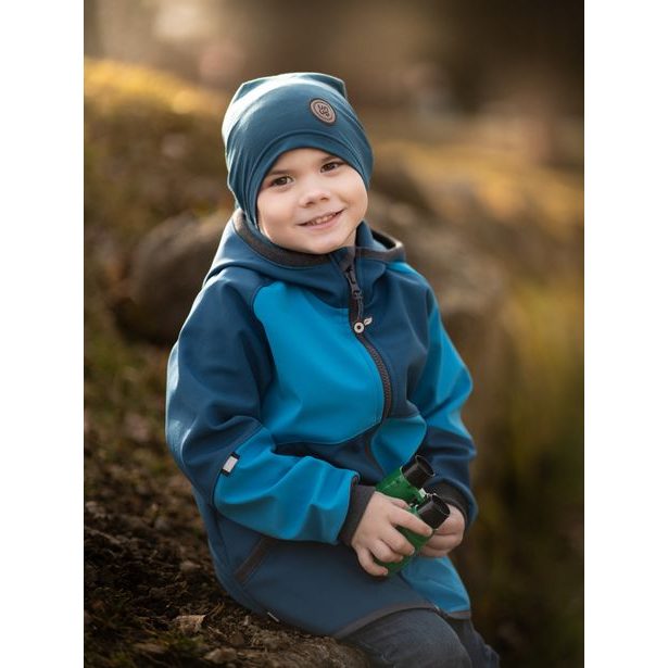 Unuo, Dětská softshellová bunda s fleecem Street, Kobaltová, Tyrkysová