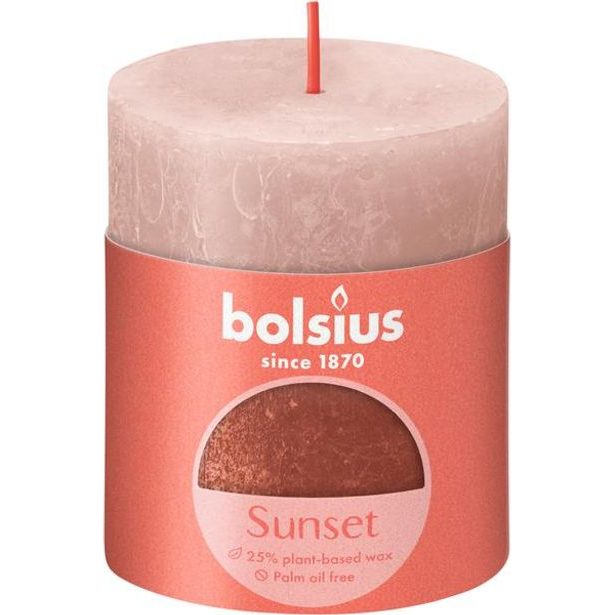 Bolsius SVÍČKA RUSTIK 80/68 RŮŽOVÁ/JANTÁROVÁ_hamashop