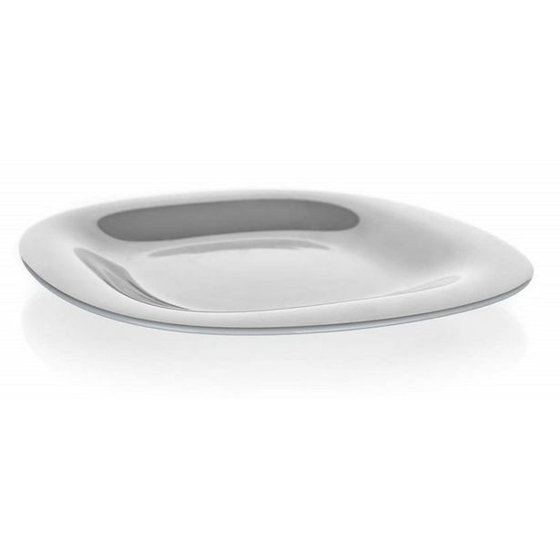 talíř d19cm dezertní, CARINE, čtverc., šedý, tvrz.sklo