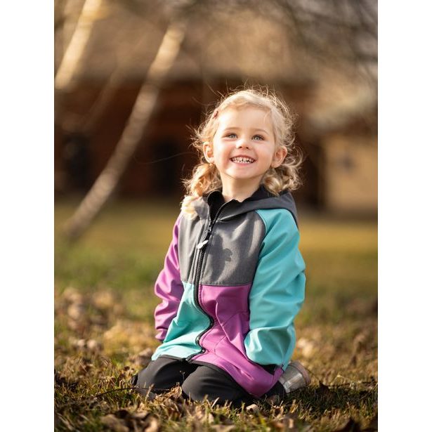 Unuo, Dětská softshellová bunda s fleecem Basic, Multicolor Ostružinová