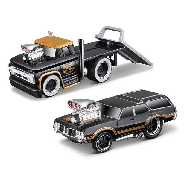 Maisto Maisto - Muscle Transports - 1966 Chevrolet C60 Flatbed 1970 Oldsmobile Vista Cruiser, 1:64