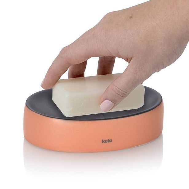 KELA Miska na mýdlo Matsi keramika broskvově růžová 12,5x8,5x3,0cm KL-24085