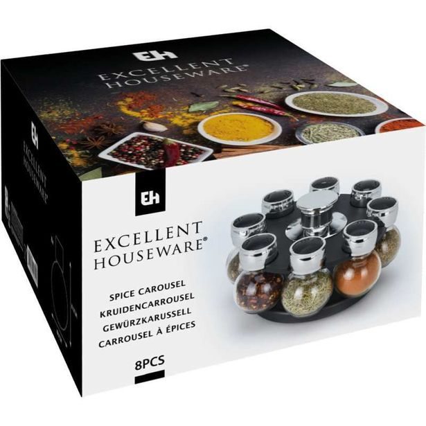 EXCELLENT HOUSEWARE Kořenky v otočném stojanu sada 9 ks KO-170488850