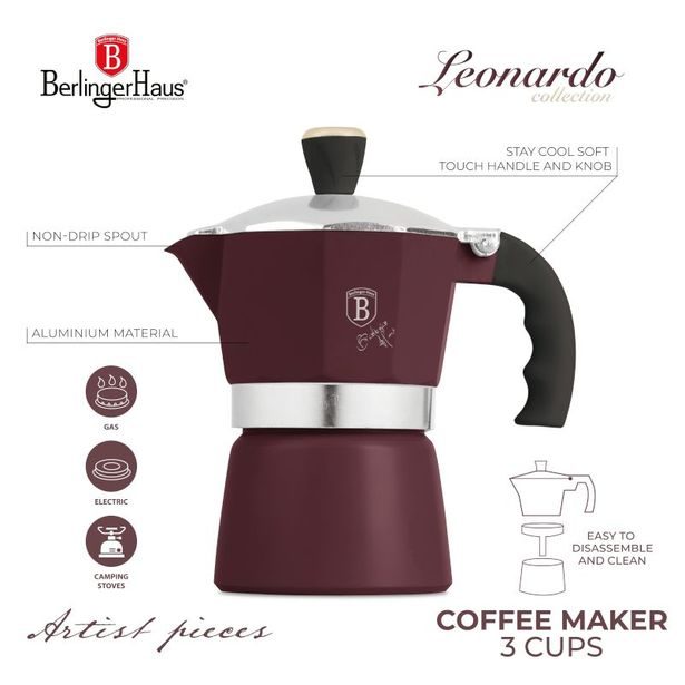 BERLINGERHAUS Konvice na espresso 3 šálky Leonardo Collection BH-8565