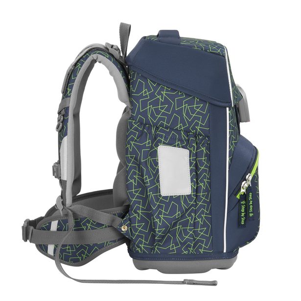 Školní aktovka pro prvňáčky – 4 dílný set, Step by Step BASIS Green Geometric, AGR