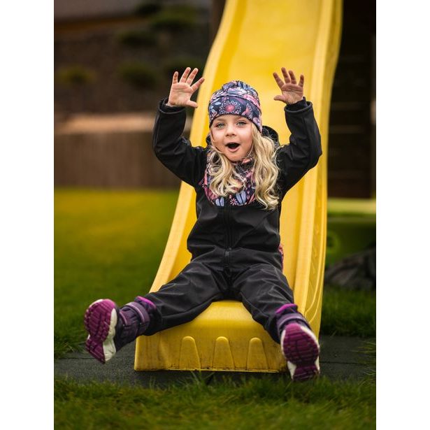 Unuo, Batolecí softshellové kalhoty s fleecem Basic, Černá, Kouzelné květiny