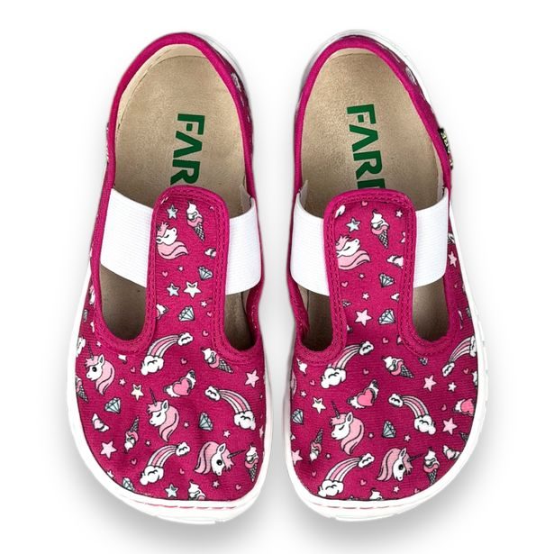 Domácí obuv FARE BARE na gumičku - Jednorožec