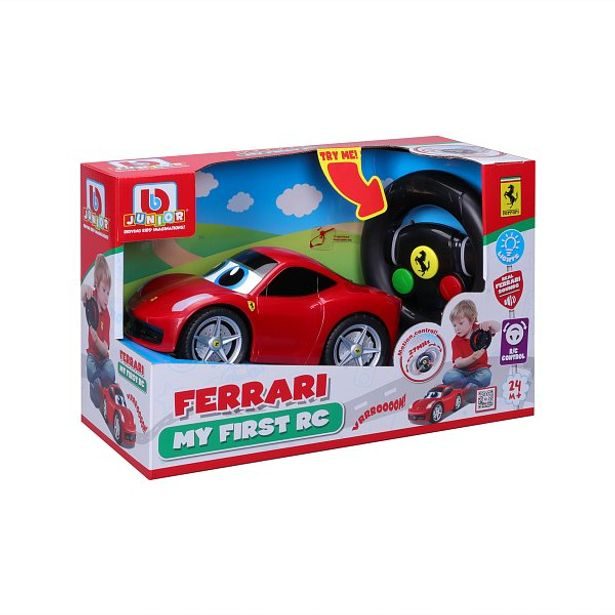 Maisto - BJUNIOR BB Junior RC - Ferrari 458 Italia se světly a zvuky, dálkový ovladač volant, červená, 27MHz